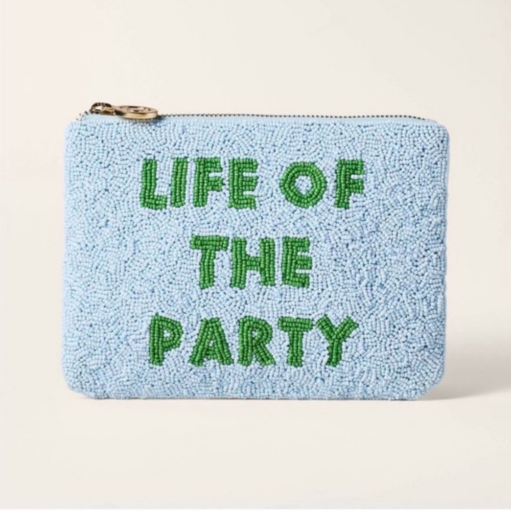 Kate Spade New York X Target Life of the Party Beaded Clutch Blue Green Zip NEW